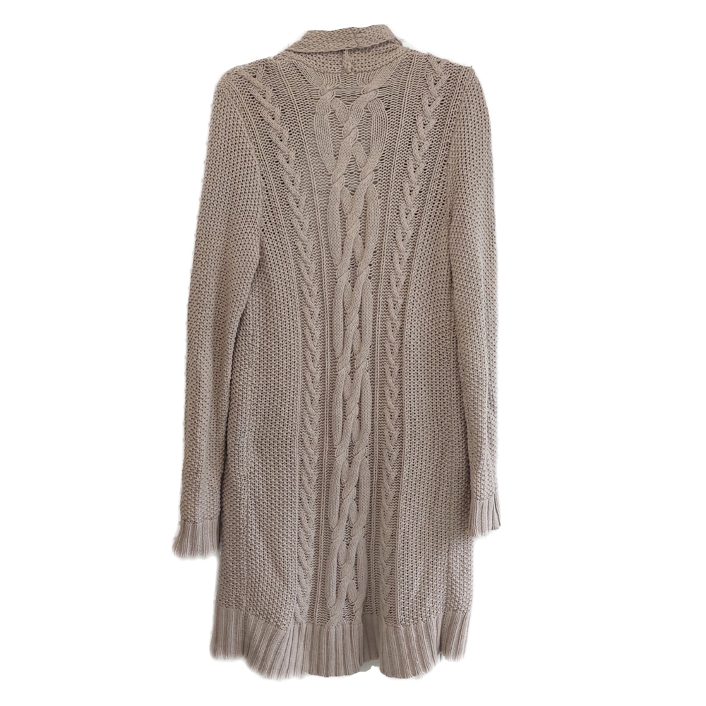 Aerie Womens Size S Taupe Cable Shawl Collar Open Cardigan Knit Sweater - Picture 7 of 7
